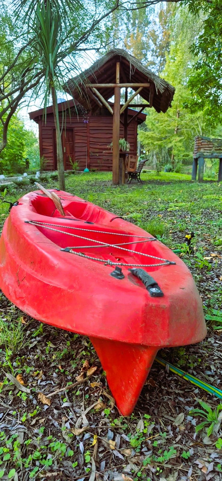 Pileta y solarium de la cabaña